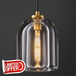 Crystal Pendant Light Kitchen Island: 5.1" Vintage Brass Hanging Lights above Dining Table - Modern K9 Crystals Lighting over Kitchen Sink - Luxury Gold Cylinder Pendants Light Fixtures Bulbs Included