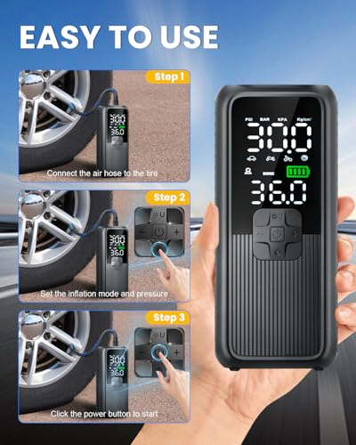 Tires Pump with LED Light & Auto Shut-Off