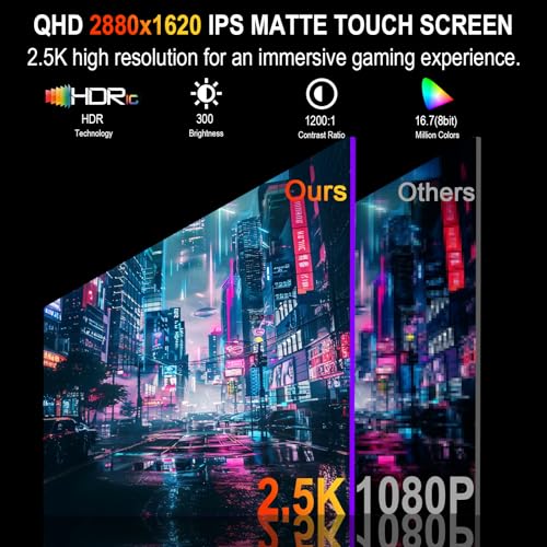 15.6'' QHD 2880x1620 300 Nits 100% sRGB IPS Gaming Monitor w/VESA HDR FreeSync Eye Care USB-C HDMI External Second Screen for Laptop PC Phone Switch PS5 Xbox
