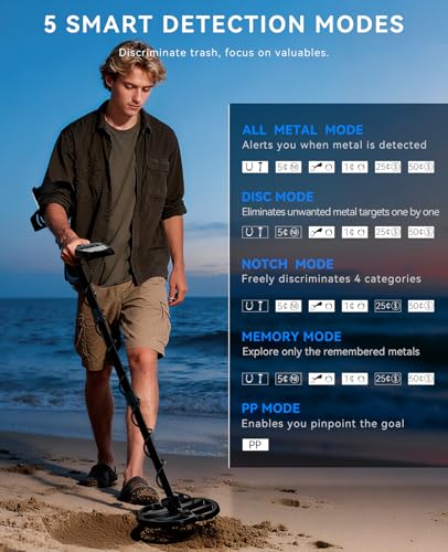 5 Search Modes Metal Detector for Beach/River/Outdoor Treasure Hunting