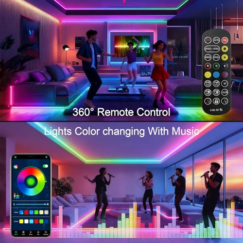 IP67 Outdoor 24V RGB LED Lights for Bedroom with RF Remote Smart App Control Music Sync Color Changing for Garden Outdoor Decor Pool Patio Party DIY Decoratio
