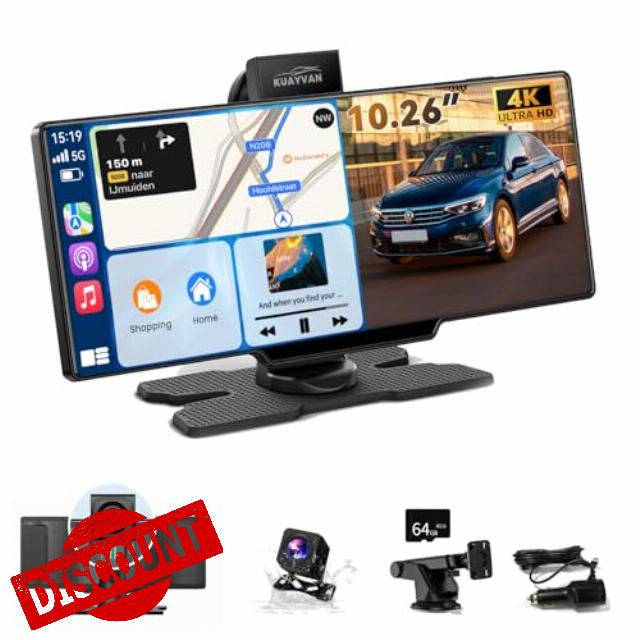 Kuayvan10.26 inch Wireless CarPlay Screen for Car