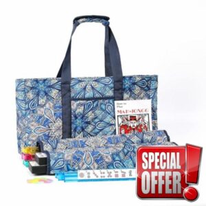 American Mahjong Tile Set with Blue Printed Carrying Bag