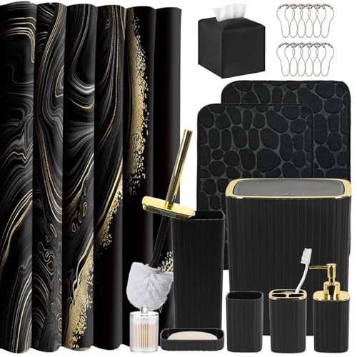 Black Bathroom Set - Trash Can