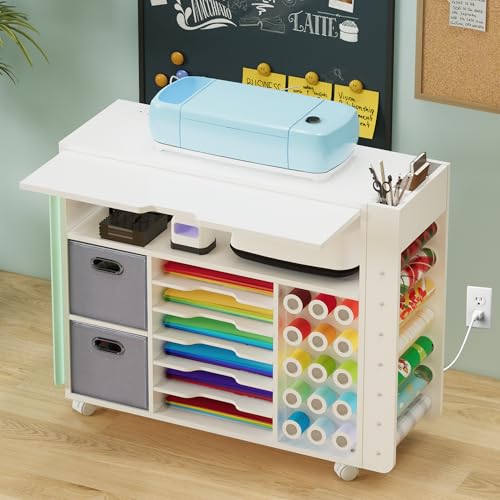 Craft Table with 2 Drawer & Vinyl Roll Holders