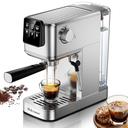 20 Bar Espresso Maker Milk Frother & LCD Panel