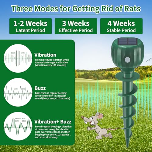 Waterproof Screw Shape Sonic and Vibration Mole Deterrent Stakes