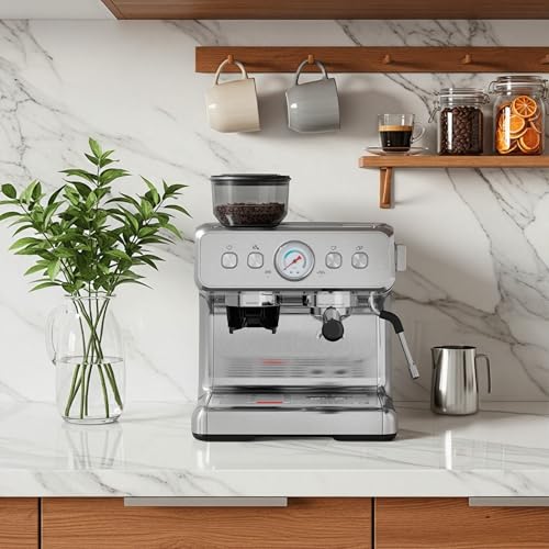 Removable Water Tank – Barista-Style Lattes & Cappuccinos at Home (Silver)