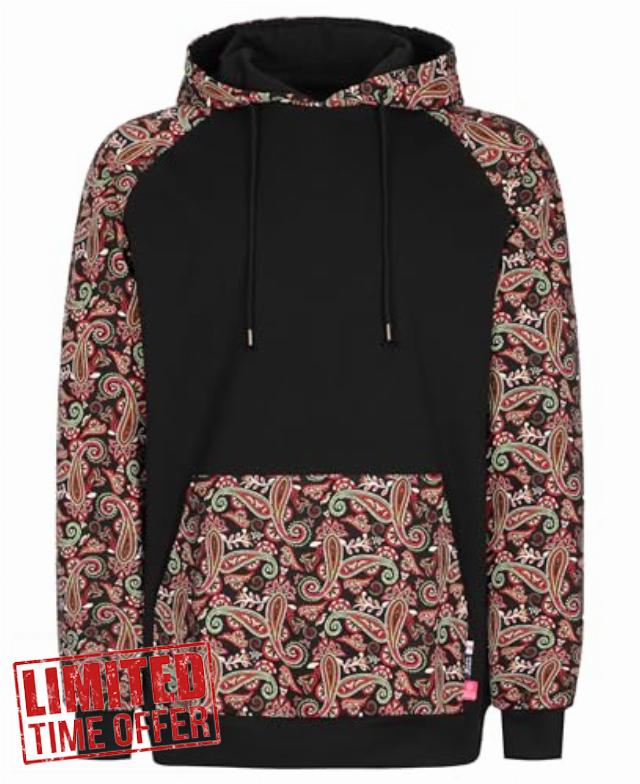 BOCOMAL FR Hoodies Pullover Paisley Printed 7.5oz Lightweight Flame Resistant Hooded Sweatshirts Non Fleece
