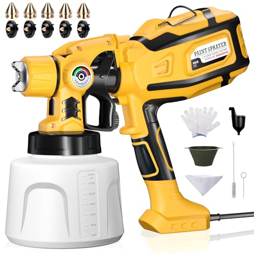 Cosyjazz 1200W HVLP Spray Paint Gun with 5 Nozzles & 3 Spray Patterns