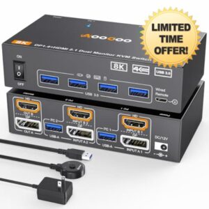 HDMI DP KVM Switch 2 Monitors 2 Computers