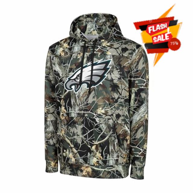FOCO NFL Men's Official Sideline Hunter Camo Primary Logo Performance Pullover Hoodie Sweatshi