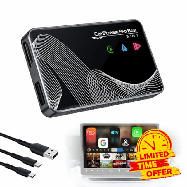 2025 Upgraded 【 3-in-1 】 HDMI Input Car TV & Wireless CarPlay Adapter & Android Auto