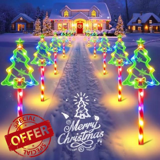 12 Pack Christmas Solar Pathway Lights Outdoor Decorations