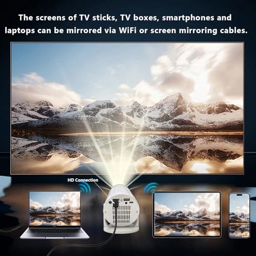 4K 1080P Support Portable Projector 180° Rotatable. 17"-130" Screen Movie Projector. Compatible for Smartphone
