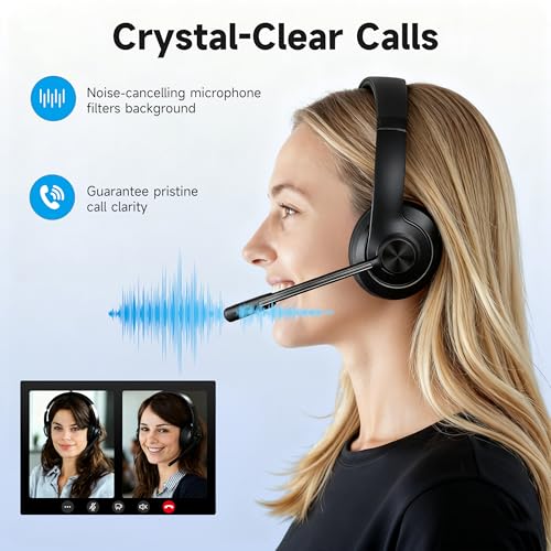 Bluetooth 5.4 Headphones with Noise Canceling Microphone