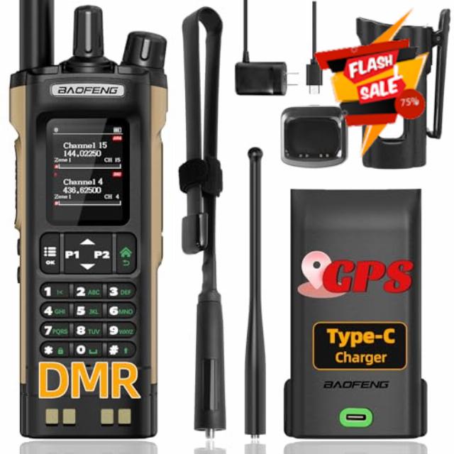 Ham Radio Baofeng DM32 DMR Radio 10W Handheld Rechargeable Walkie Talkies Long Range DM32UV Two Way Radio NOAA Weather Radio with GPS