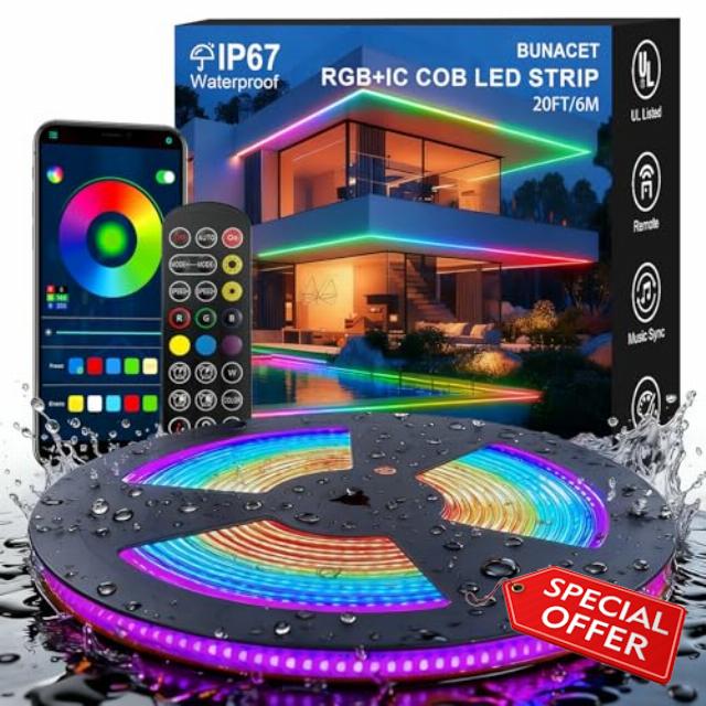 20FT COB RGB+IC LED Strip Lights