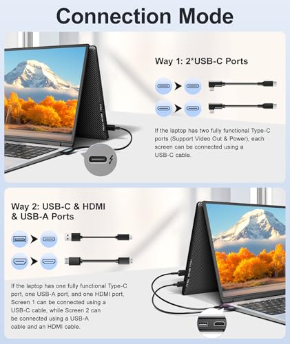 Auto Adjust Width Dual Monitor for 13" - 17" Laptops
