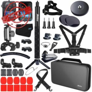 Accessory Kit for DJI Osmo 360 Magnetic Mount Bundle with Carrying Case Selfie Stick Glass Screen Protector Silicone Case Head/Chest Strap Mounts and Adhesive Pads 60O