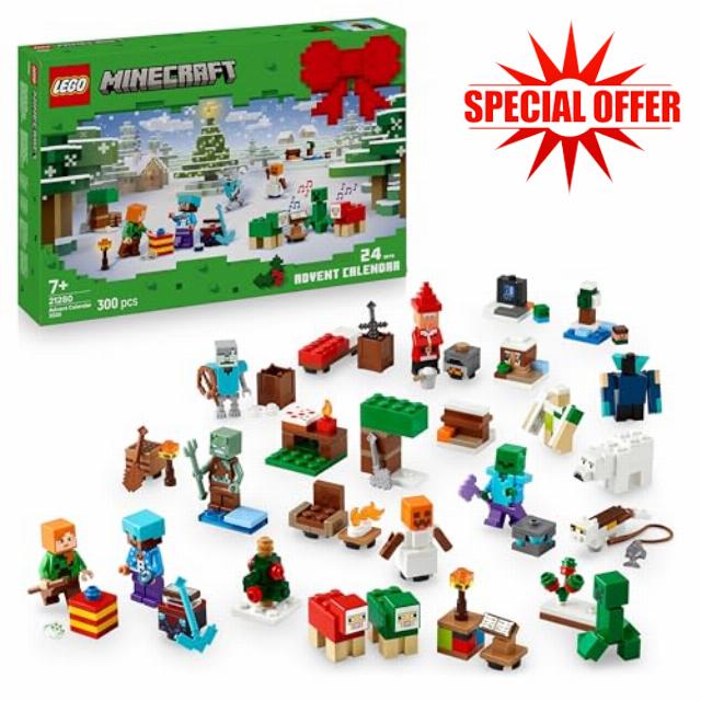 Lego Minecraft 21280 Minecraft Advent Calendar 2025 Toy Birthday Present Blocks for Boys and Girls Children 7 Years Old 8 Years Old 9 Years Old Elementary School Students Micra Minecraft Goods Game