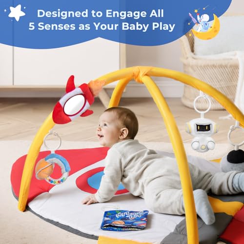 Baby Tummy Time Play Mat to Improve Motor Skills and Visual Tracking, Newborn Infant Baby Essentials Gif