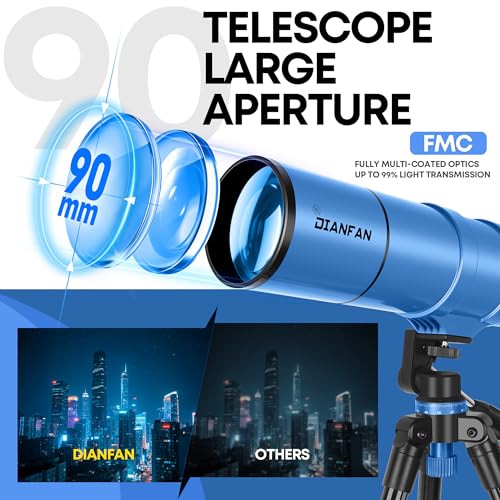 90mm Aperture 550mm - Astronomical Telescope for Adults High Powered