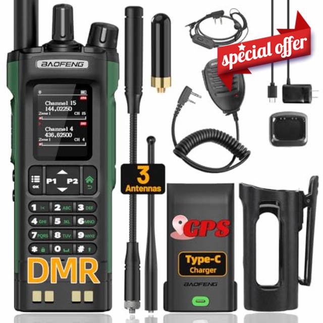 Ham Radio Baofeng DM32 DMR Radio Handheld Rechargeable Walkie Talkies Long Range DM32UV Two Way Radio NOAA Weather Radio with GPS