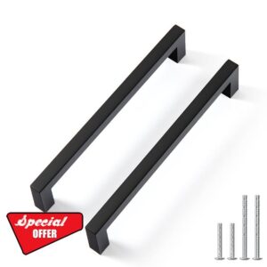 Goldenwarm 25 Pack 6-1/4 Inch Solid Cabinet Handles Black Cabinet Pulls Square Black Drawer Pulls Zinc Alloy Dresser Pulls for Cupboard Bedroom