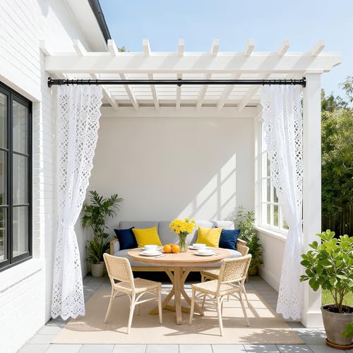 Black Extra Long Outdoor Curtain Rod for Patio Windows