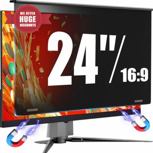 Magnetic Monitor Privacy Screen for 24 Inch Flat Computer 16:9 Aspect Ratio