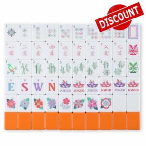 160 Pcs American Mahjong Set 1.2 Inch 160 Mahjong Tiles Set with Orange Back Melamine Hand Carved Pattern for Adult Mah Jong Tabletop Games Mah Jong Lover Beginners Tiles Only