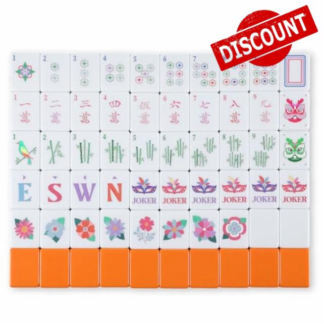 160 Pcs American Mahjong Set 1.2 Inch 160 Mahjong Tiles Set with Orange Back Melamine Hand Carved Pattern for Adult Mah Jong Tabletop Games Mah Jong Lover Beginners Tiles Only