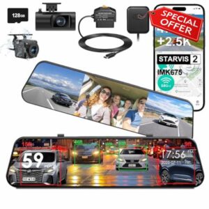 12" 3 Channel 4K Mirror Dash Cam，STARVIS 2 IMX678 Night Vision