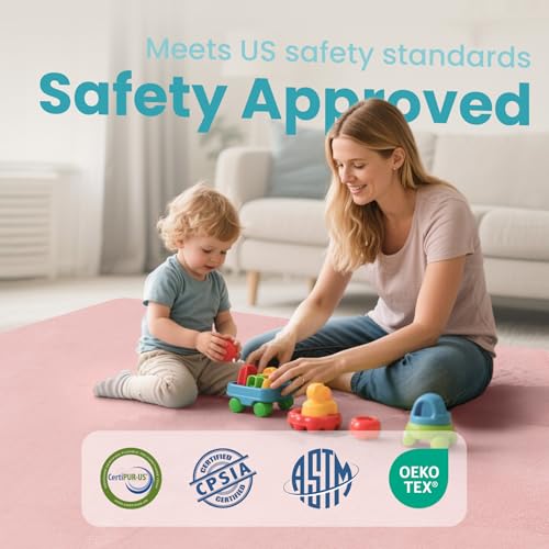 Non-Slip Backing Safe for Crawling(Pink)