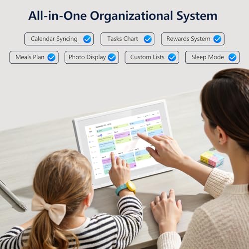 Touchscreen Interactive Display for Family Schedules with Meal Planner & Picture Frame & Lists