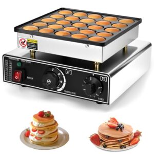 25PCS Mini Dutch Pancake Maker 110V Non-stick Adjustable Temperature Stainless Steel Commercial Pancakes Maker Machine for Home Kitchen Restaurant Snack Desse