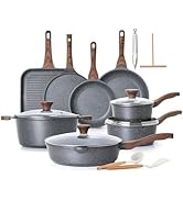 SENSARTE 24 Piece Pots and Pans Set, Nonstick Detachable Handle Cookware, Induction Kitchen Cookw...