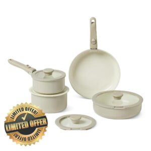 Amazon Basics Ceramic Nonstick Stackable Cookware with Detachable Handles