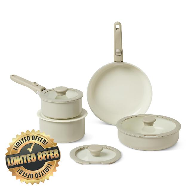 Amazon Basics Ceramic Nonstick Stackable Cookware with Detachable Handles