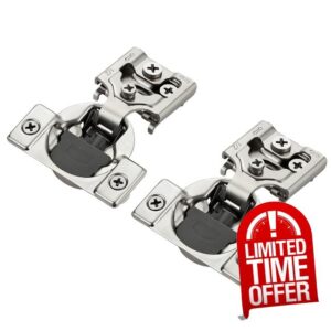 JOYDECOR 30 Pair 60 Pack 1/2 Inch Overlay Soft Close Hinges Satin Nickel Concealed Hidden Cabinet Hinges Stainless Steel for Face Frame Kitchen Cabinet Doors - 105 Degree