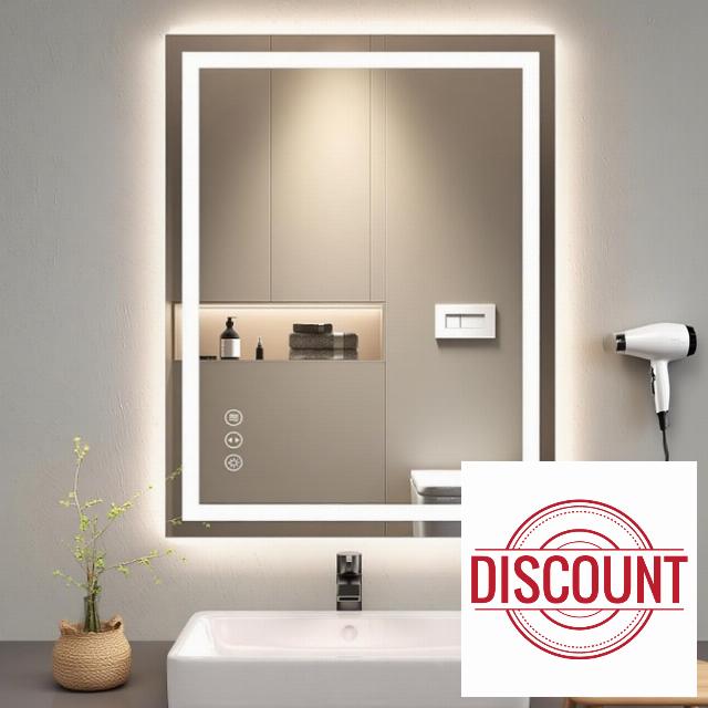 28"x20" LED Bathroom Mirror - Lighted Vanity Mirror with 3 Color Temperatures