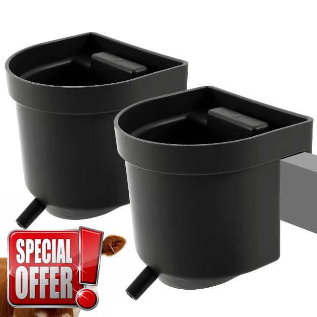 Abbylike 2 Pack 4 Quart Single Teat Calf Milk Feed Bucket Hook Over Hanging Calf Feeder Bucket with Nipple Mountable Plastic Livestock Feeder for Farm Stall Barn Cowshed Cattle Housing Feeding