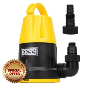 Portable Utility Pump 1/2HP Submersible Water Pump 2500GPH Remove Water for Pool Garden Pond Hot Tub Flooded House High Flow/Low Water Level Mode Adjustable
