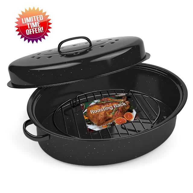 18In Turkey Roasting Pan With Rack and Lid