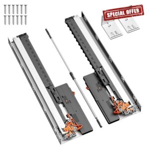 SIGOE Push to Open & Soft Close Bottom Mount Drawer Slide 21 Inch Full Extension Drawer Slide Concealed 100 lb Load Capacity 1 Pair (with Bracket