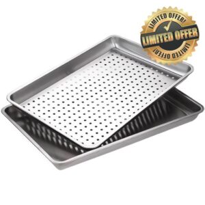 Commercial Grade 304 Stainless Steel Baking Sheet Set - 2 Pack Extra Large (23.5"x15.5") Heavy Duty Cookie Sheets