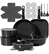 OzawaBear 26 Pcs Pots and Pans Set Non Stick, Ceramic Cookware Set Non Toxic with Detachable Hand...