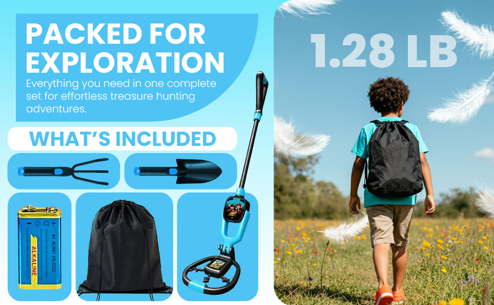 Easy-to-read display on Reptic kids metal detector for beginners and young treasure hunters
