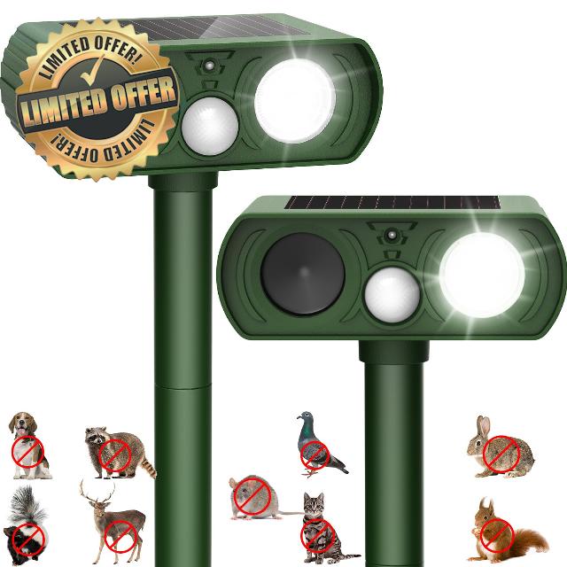 2PACK Solar Ultrasonic Animal Repellent Outdoor